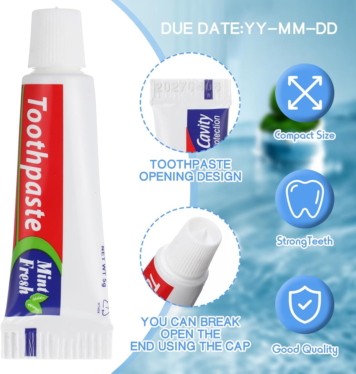 2500 Pcs Mini Toothpaste Bulk Regular Clean Mint Toothpaste for Bad Breath, Helps Freshens Breath, Whitens Teeth Travel Size 0.18oz for Home Hotel Office School Camping