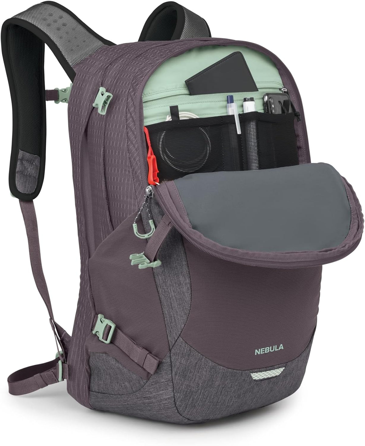 Osprey Nebula Commuter Backpack - Everyday Bag with Laptop Sleeve and Bottle Pockets, Graphite Purple Heather
