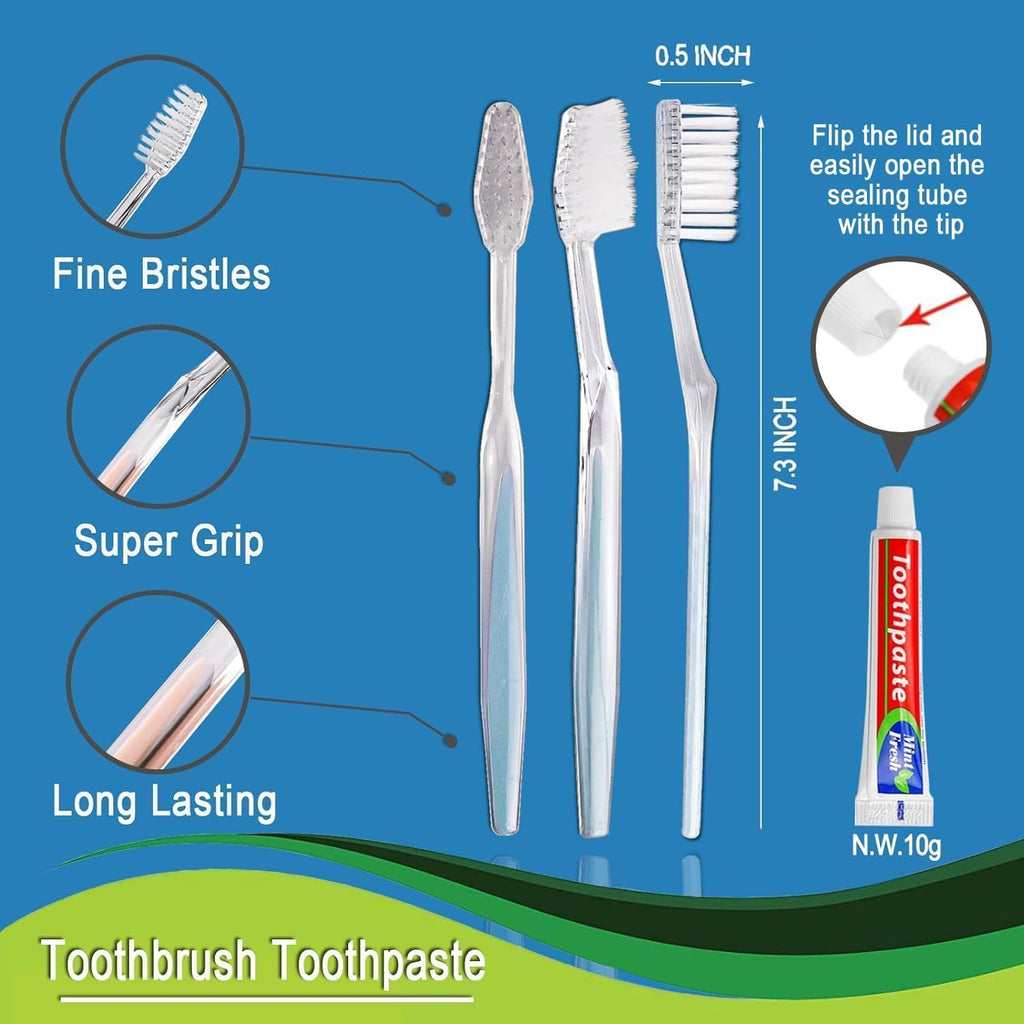 500pcs Disposable Toothbrushes, 2 Color, Travel Toothpaste for Homeless, Airbnb, Hotel