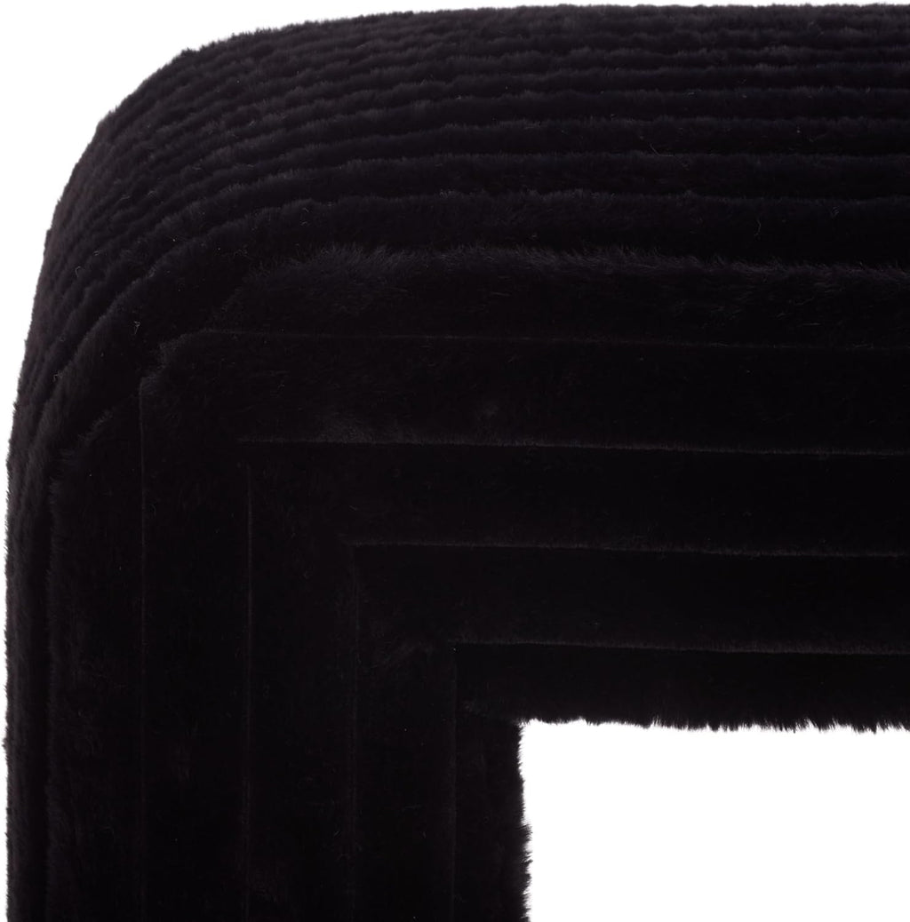 SAFAVIEH Home Collection - Arihana Curved Waterfall Bench, Black Upholstered Seating (BCH6405A)