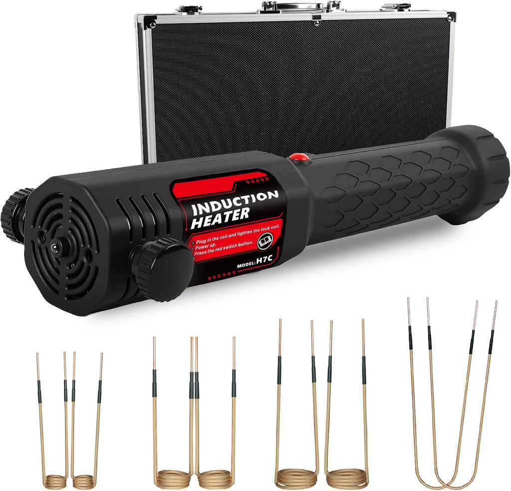 Induction Heater Bolt Removal, 1200W Induction Bolt Heater Tool with 8 Coils, Heat Stripped Bolt Remove for Rusted Nuts, Screws (Red)