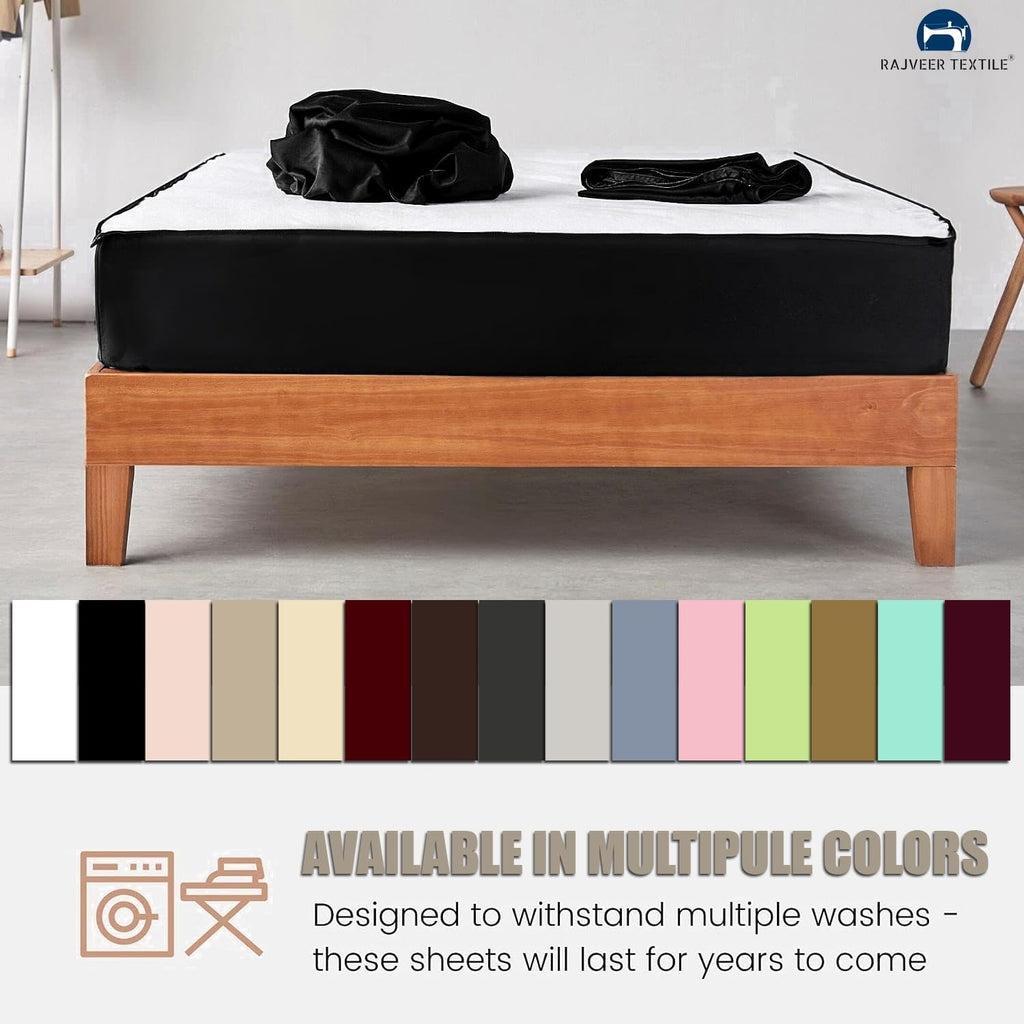 Zip On Fitted Sheet - Includes 1 Fitted Base + 2 Zip Sheet - Easy to Change, Won't Pop Off Twin Sheet- 600 TC Cotton Fitted Sheet- 18' Deep Pocket Twin Size- Light Grey