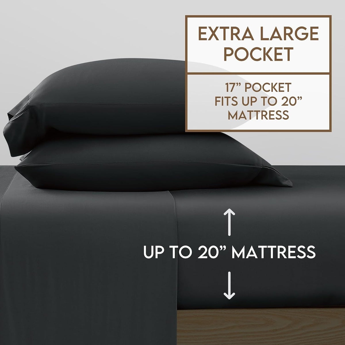Brooklyn Loom 300 Thread Count 100% Rayon from Bamboo Charcoal 4 Piece Queen Sheet Set