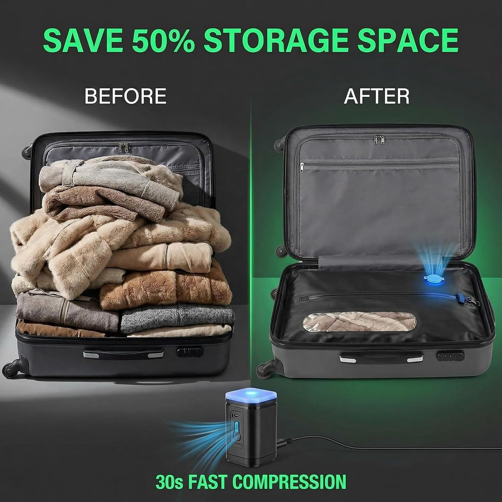 11-Pack Large Vacuum Compression Bags with Pump,2×41L TPU 180° Wide Opening Vacuum Seal Bags+9 PA&PE Bags (S/M/L) Space Saver for Family Travel, Bedding,Comforters & Home Storage