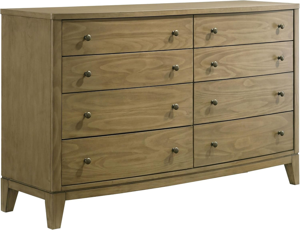 Coaster Home Furnishings Granada Transitional 4-Piece Bedroom Set Fabric Upholstered California King Size Panel Bed Frame 53-inch Headboard Natural Pine 224921KW-S4