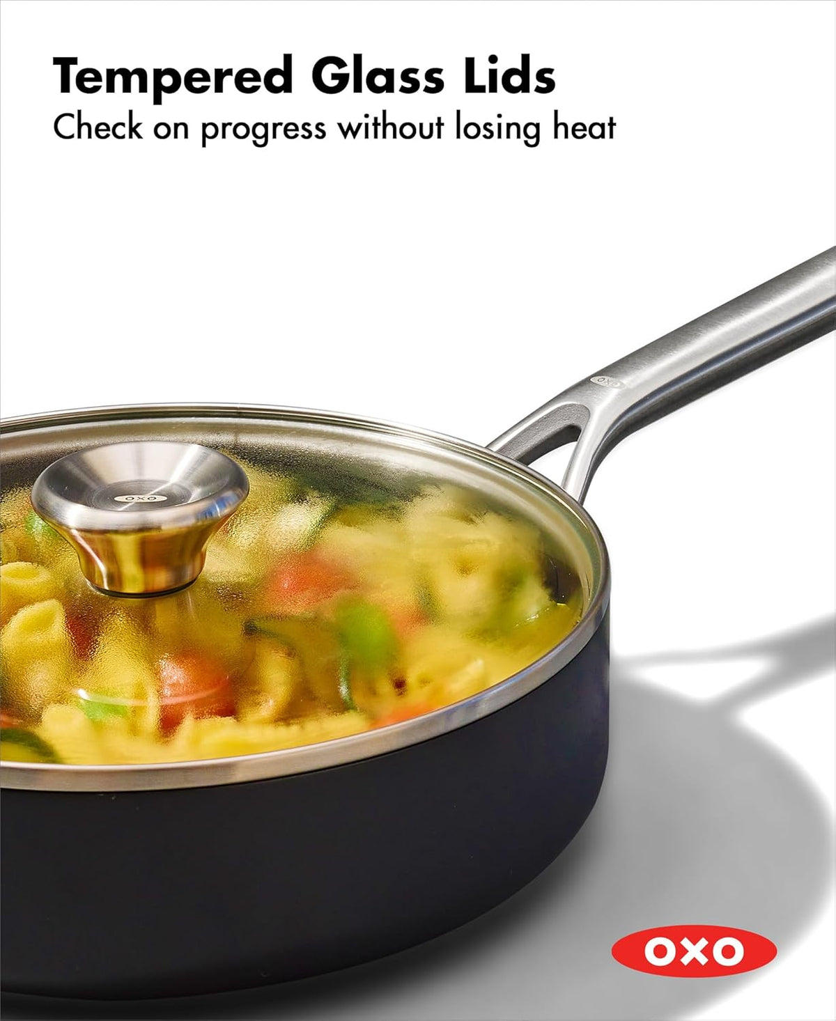 OXO Professional 3QT Saute Pan Jumbo Cooker with Lid, Hard Anodized Ceramic Nonstick Cookware PFAS-Free, Stainless Steel, Induction Suitable, Diamond Reinforced Coating Dishwasher and Oven Safe, Black
