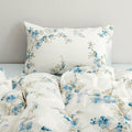Eikei Garden Chinoiserie Floral Duvet Quilt Cover Asian Porcelain Style Tree Blossom and Birds Blue and White Watercolor Pattern 300tc Cotton Percale 3pc Bedding Set (Blue, Twin)