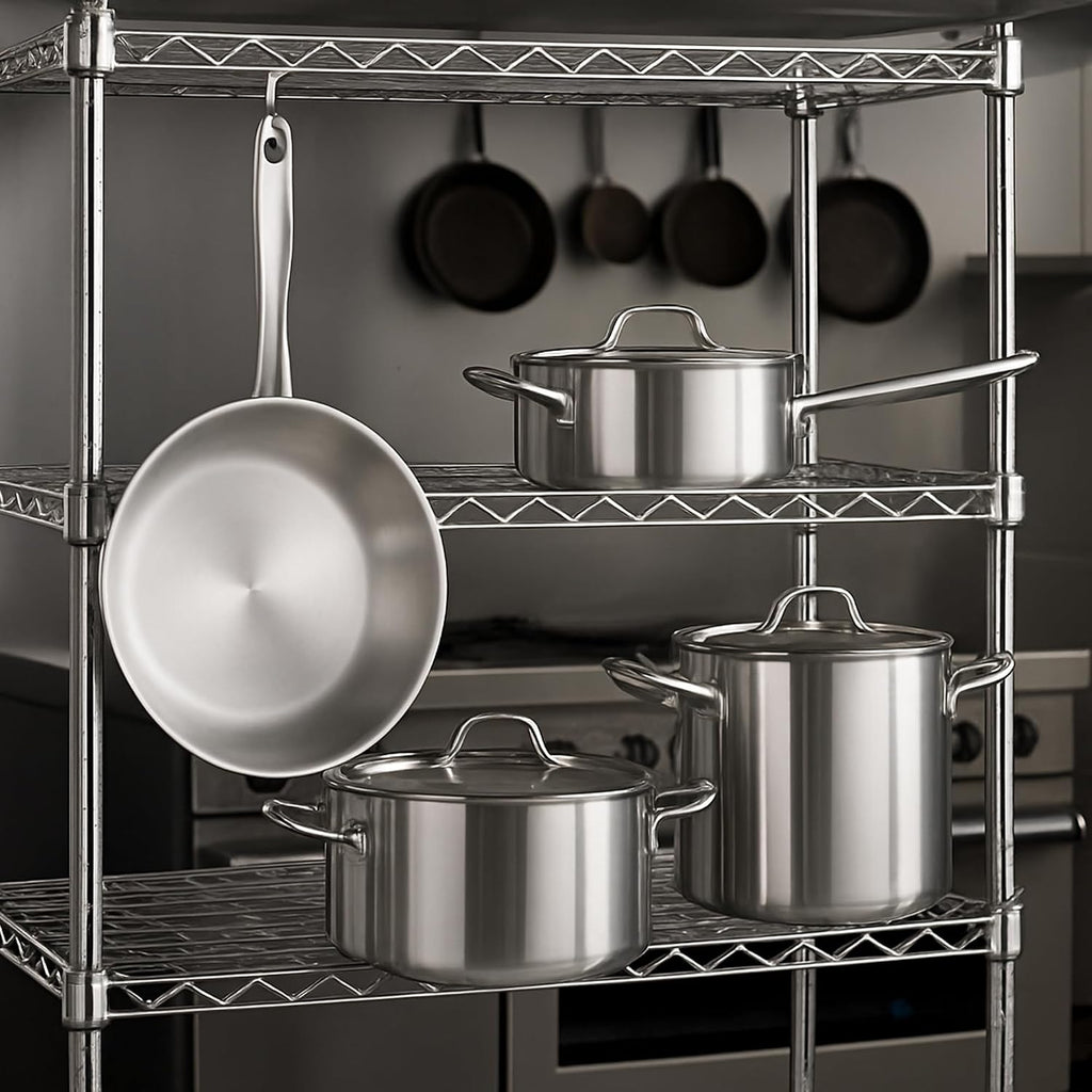Stainless Steel Cookware Set, Induction Cookware, 16 Qt Stockpot With Lid, 2 Qt And 3.5 Qt Saucepans, And Frying Pan (7 Piece)