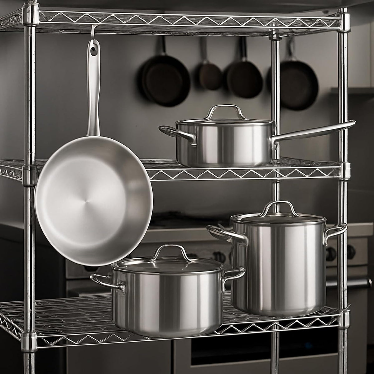 Stainless Steel Cookware Set, Induction Cookware, 16 Qt Stockpot With Lid, 2 Qt And 3.5 Qt Saucepans, And Frying Pan (7 Piece)