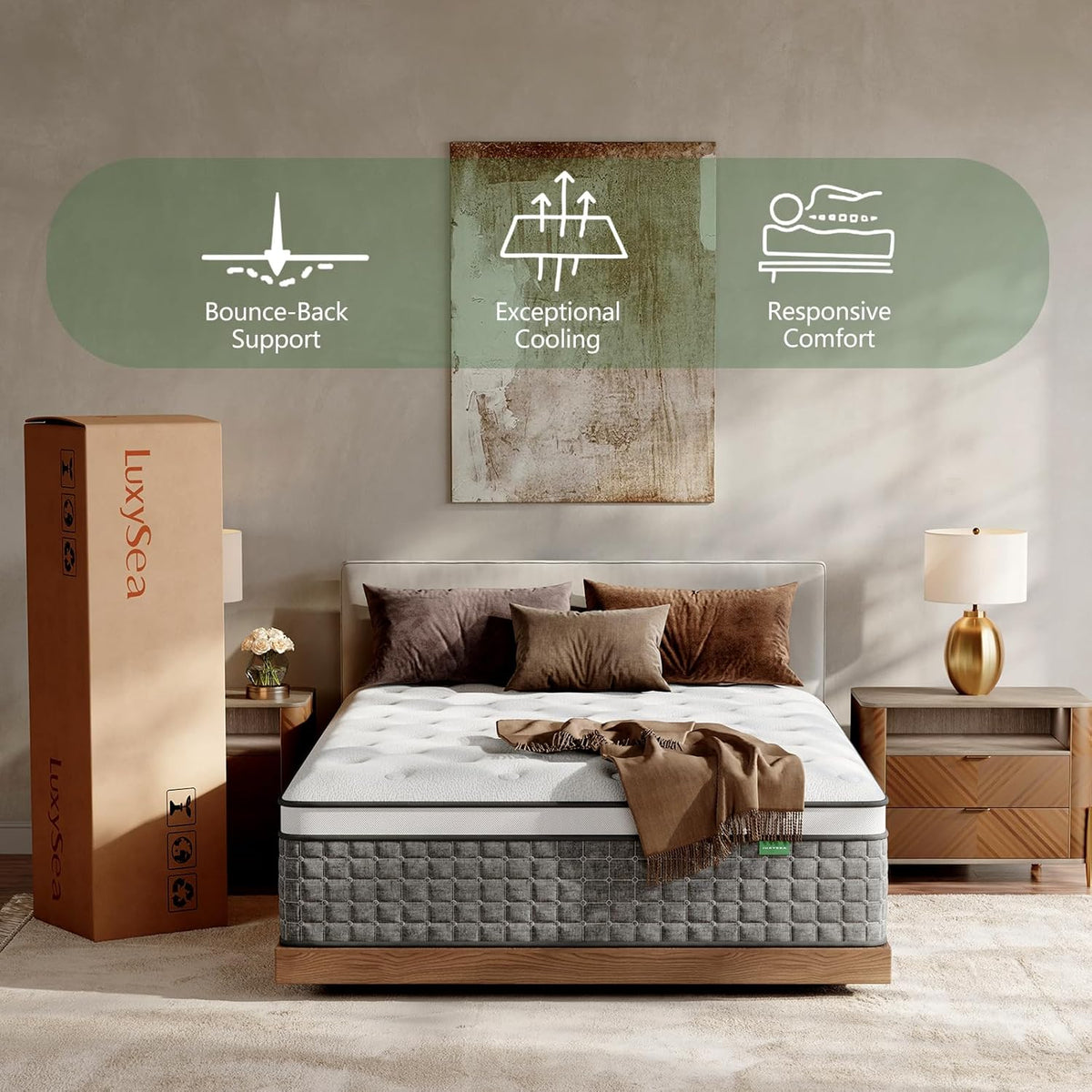 Twin XL Mattress, Medium Firm 12 Inch - Memory Foam & Pocket Springs for Back Pain Relief, Fiberglass Free, Motion Isolation, CertiPUR-US & Oeko-TEX Certified