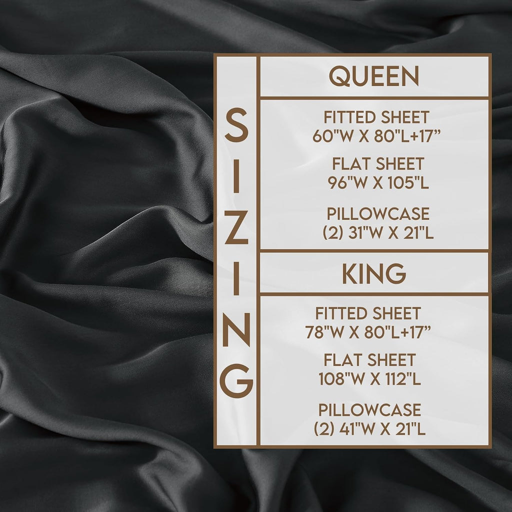Brooklyn Loom 300 Thread Count 100% Rayon from Bamboo Charcoal 4 Piece Queen Sheet Set