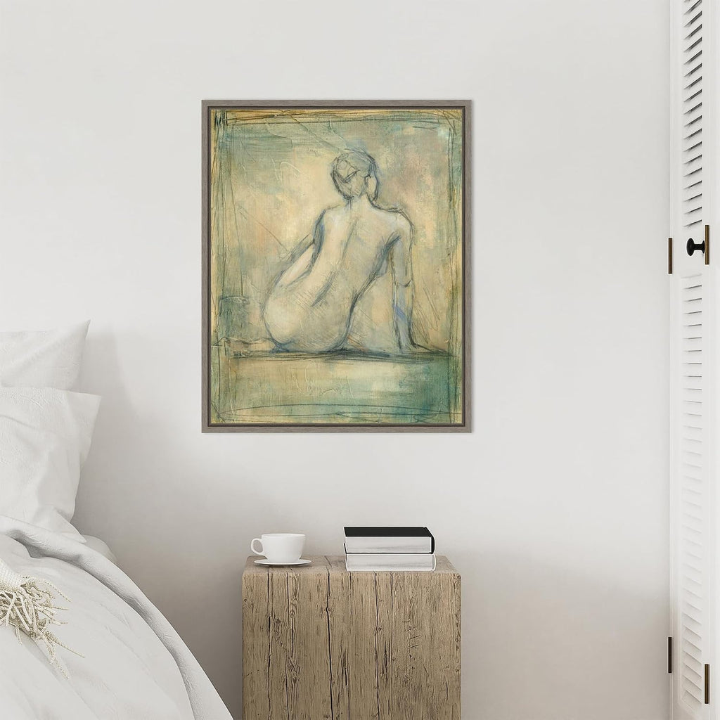 Amanti Art Framed Canvas Wall Art 28x23 Contemporary Figure Study I by Ethan Harper, Framed Wall Art Canvas, Abstract Artwork, Country Rustic Decor, Medium Poster Painting for Living Room, Bedroom,