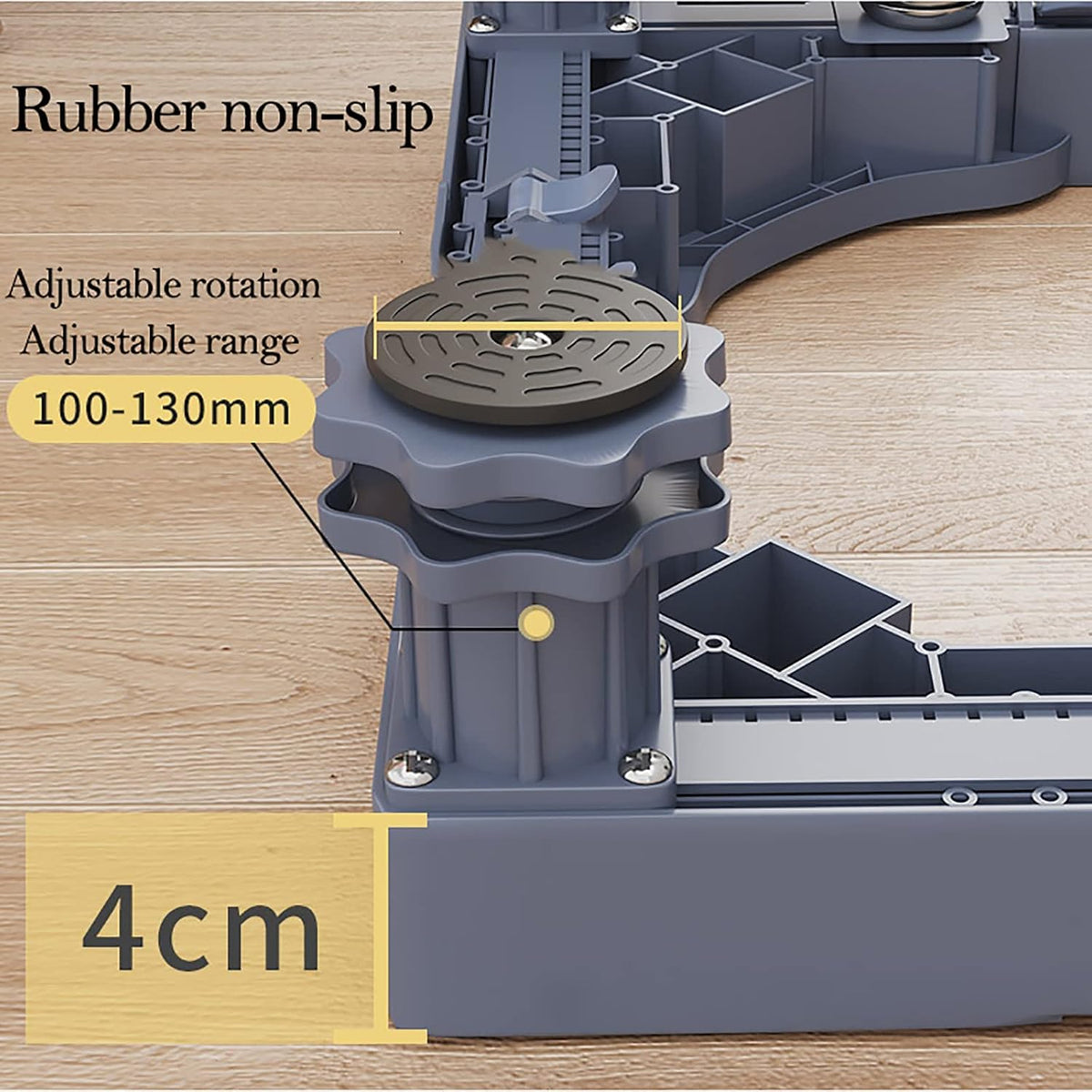 Adjustable Washing Machine Stand, Portable Mini Fridge Riser with 4 Wheels, Washer Pedestal, Washer and Dryer Base, Multi-Functional Movable Universal Base Stand, 45-66cm