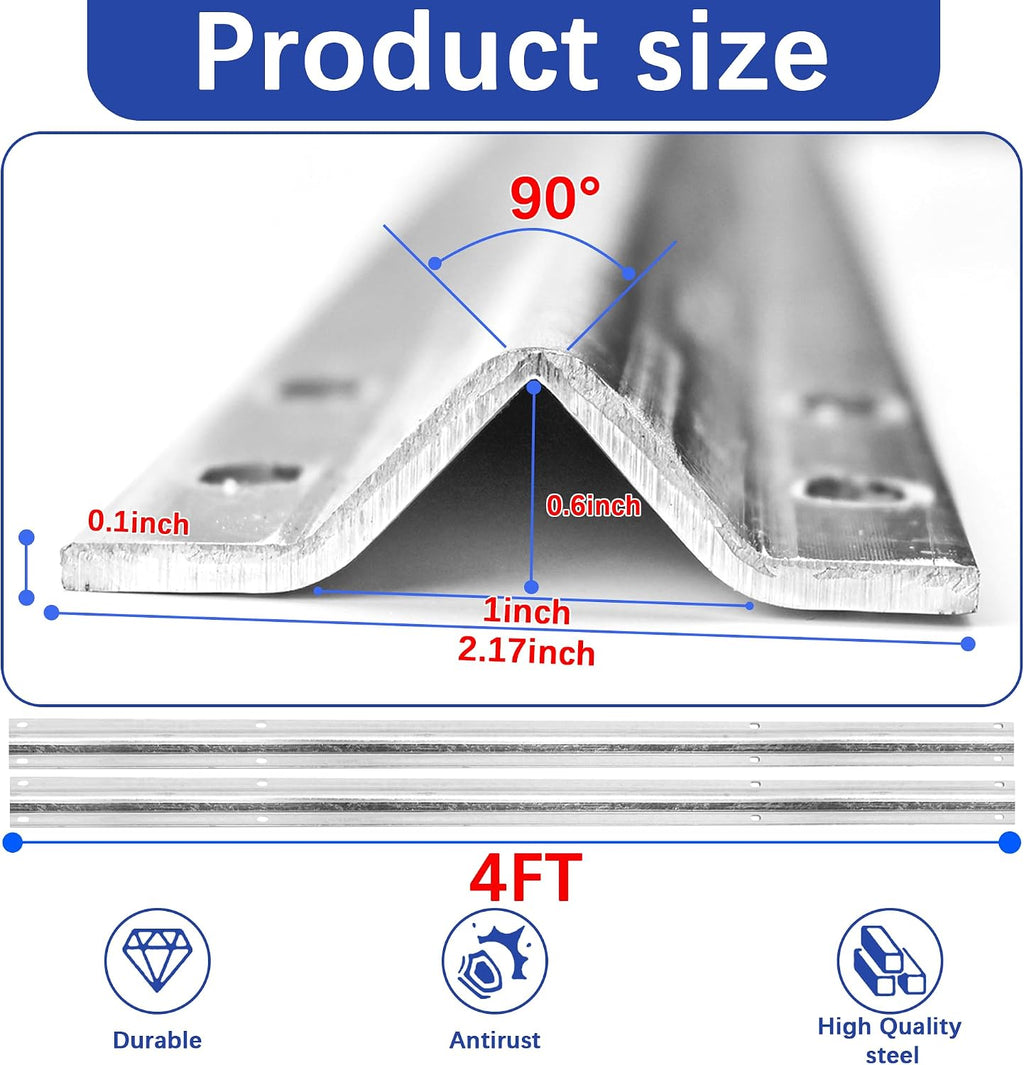 20Ft Heavy Duty Inverted V-Track (4FT×5),for 1' Od V-Groove Rollers for Sliding Gate Systems,Includes Hammer Drive in Anchors for Sliding Car Entry Doors & Rolling Driveway Gate