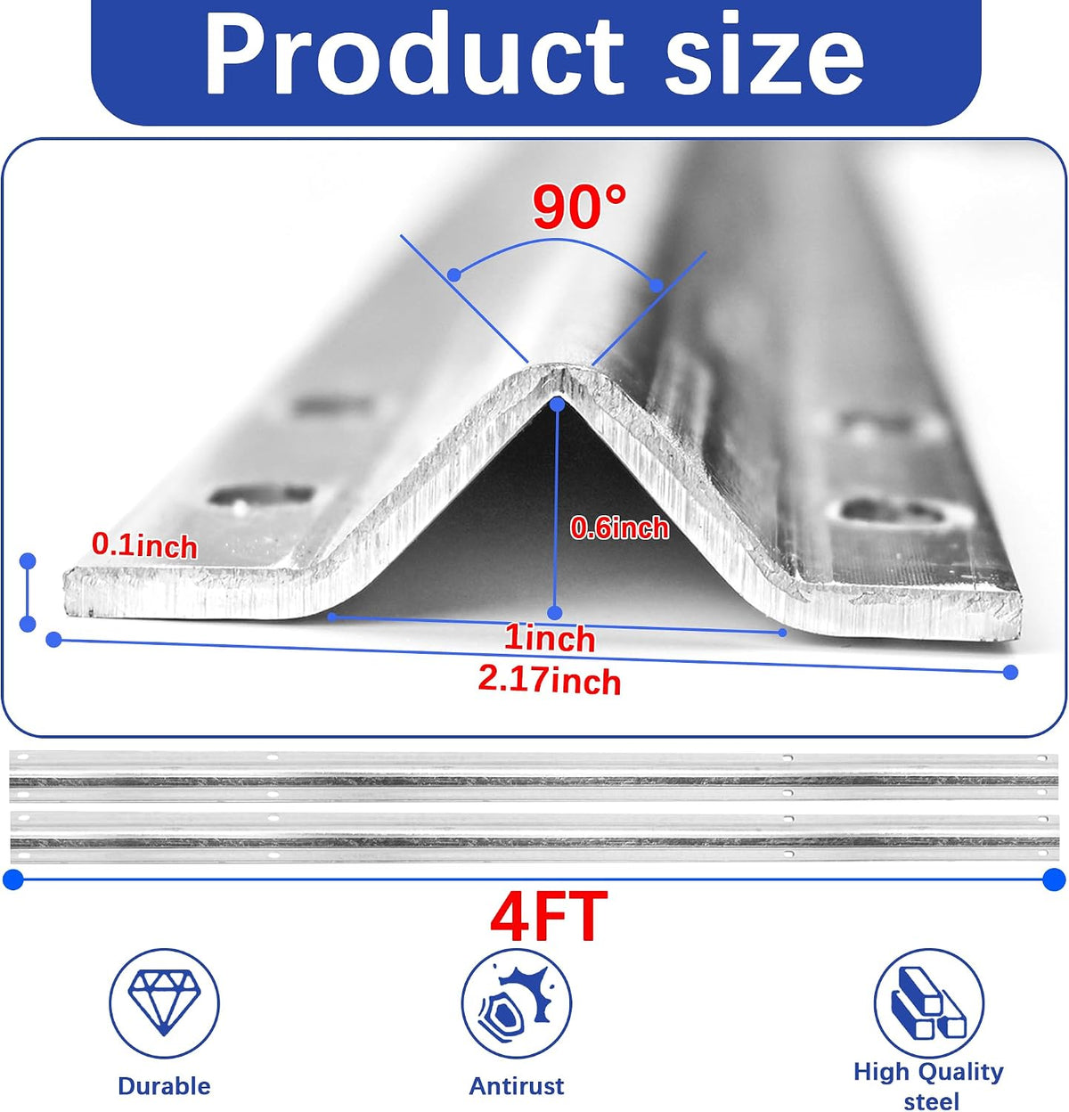 20Ft Heavy Duty Inverted V-Track (4FT×5),for 1' Od V-Groove Rollers for Sliding Gate Systems,Includes Hammer Drive in Anchors for Sliding Car Entry Doors & Rolling Driveway Gate