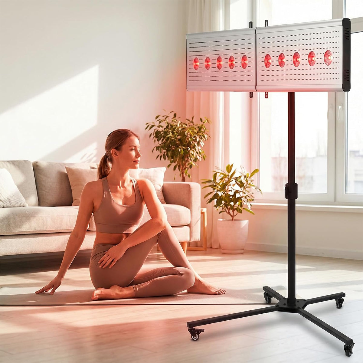 Universal Red Light Therapy Stand, Adjustable Height & 360° Mobile Hanging Bracket with Wheel Locks, 44 lbs Load Capacity LED Near Infrared Panel Holder for Home, Spa & Commercial Use