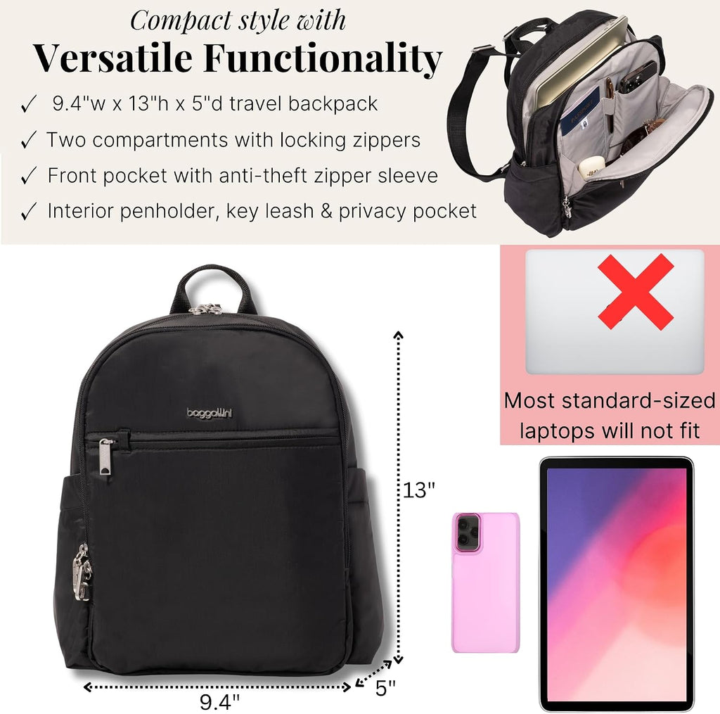 Securtex Anti-Theft Getaway Backpack - 9.4'x13'x5' Travel Safe Bag w/Locking Zippers, Slash-Resistant, RFID