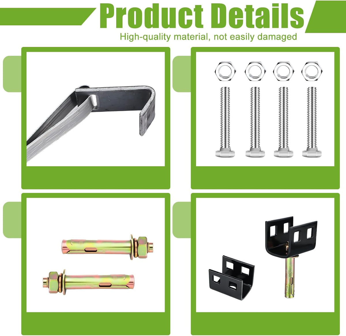 LEIFIDE Mobile Home Parts Set of 12 Dry Concrete Anchors Tie Down Straps and Bolts for Wind Resistance, Stability