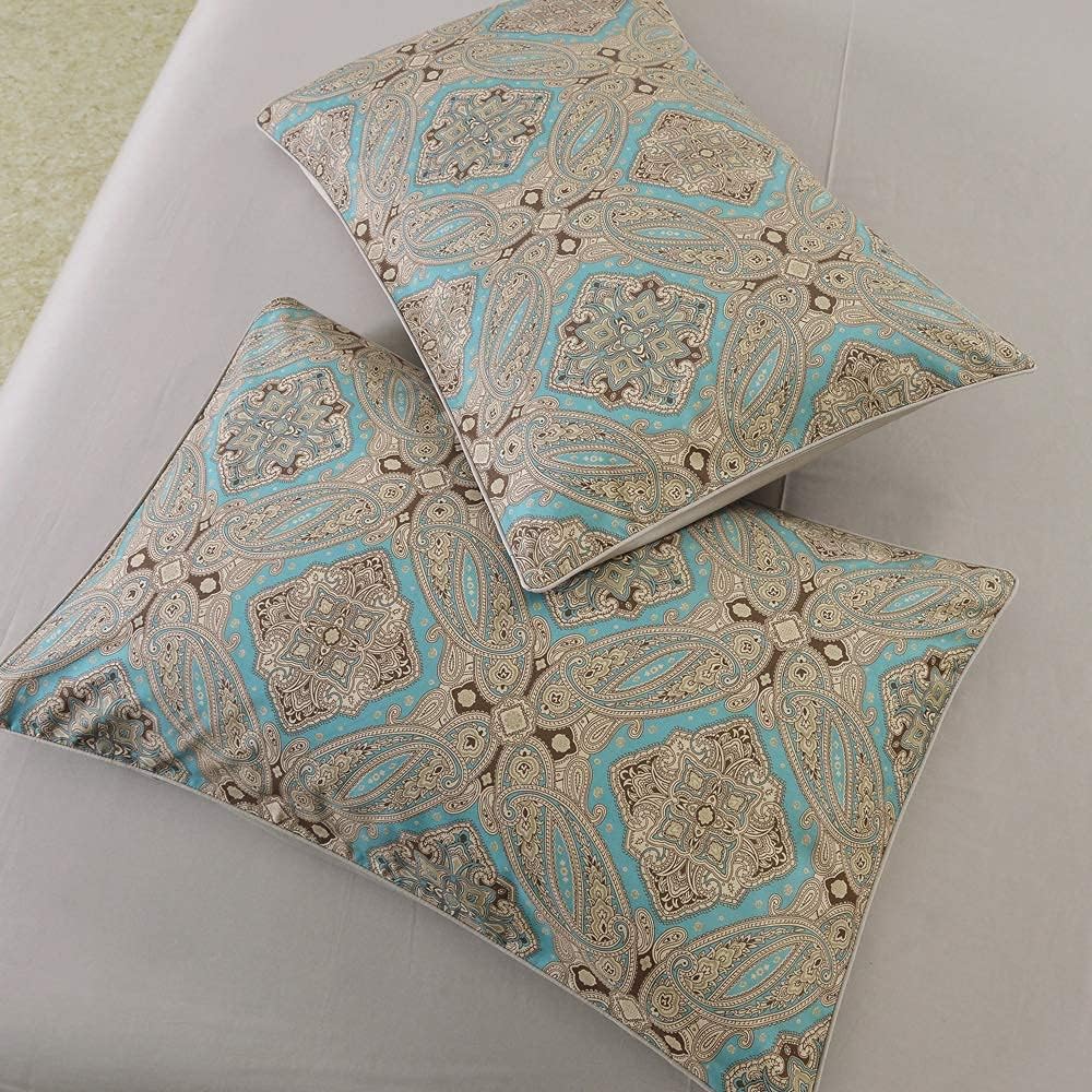 Brandream Luxury Hotel Classy Paisley Regal Themed Duvet Cover Set 100% Cotton Sateen, Inside Ties, Comfortable, Soft Durable, 3pc 800-Thread-Count Bedding Set with Button Closure Taupe King Size