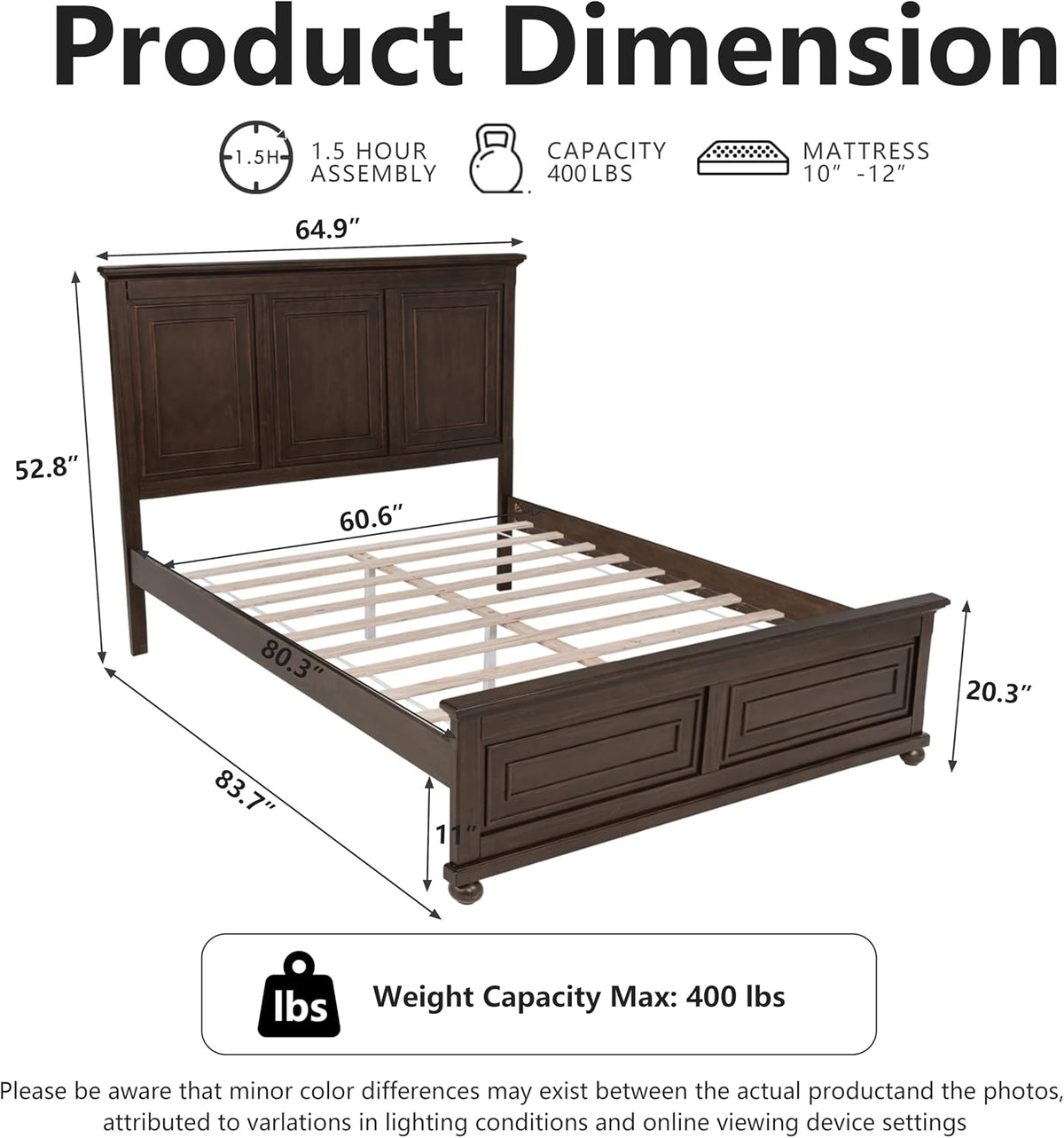 Queen Size Solid Wood Platform Bed Frame,Wood Bed with USB Charging Station, Solid Wood Leg/No Box Spring Needed/Noise Free/Brown