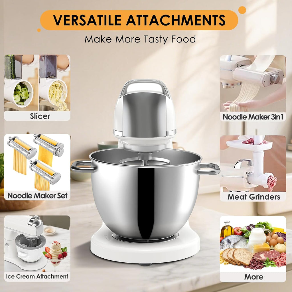 ZACME 8.4QT Commercial Stand Mixer 800W with Aluminum Die Casting Meets the Standard of NSF/ANSI 8-2023, Mixers Kitchen Electric Stand Mixer with Stainless Steel 8L Bowl, Dough Hook, Whisk and Beater