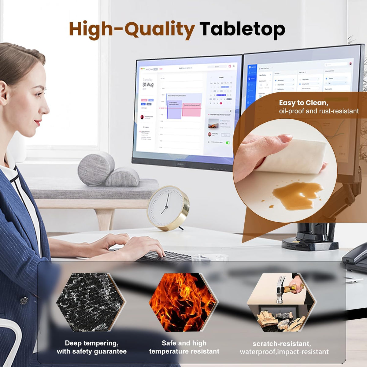 Modern Folding Office Conference Table,47.2in Flip-Top Stackable Training Room Tables,Space-Saving,6 Pack Mobile Conference Room Tables with Wheels,Modular Meeting Table for Classroom & Seminar Rooms