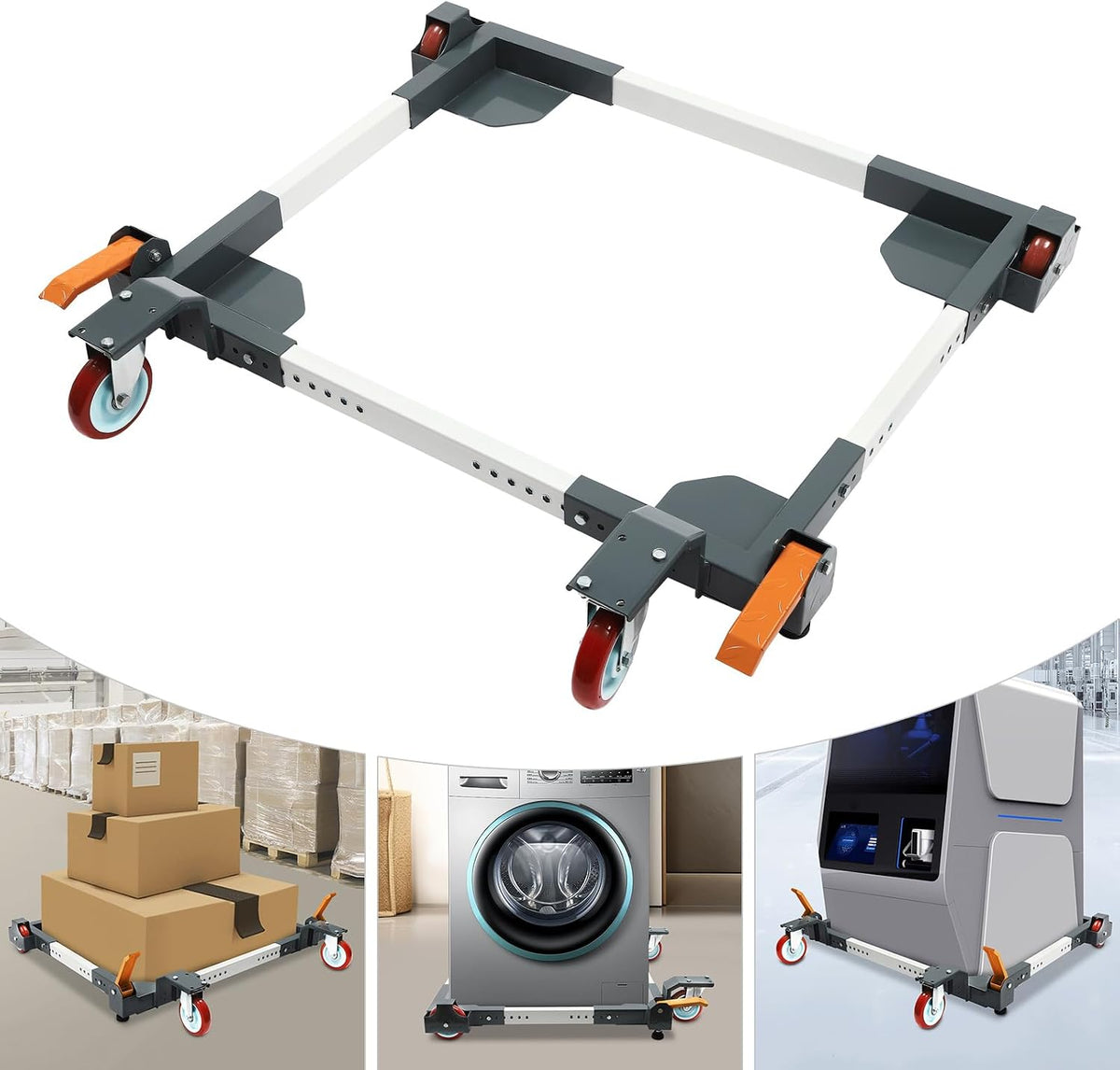Adjustable Mobile Base, 1500 lbs Heavy Duty Mobile Base with 2 Universal Wheels&Fixed Casters, Adjustable Moving Mobile Base for Factories and Homes, 32.6 * 33.43 * 5.87 in