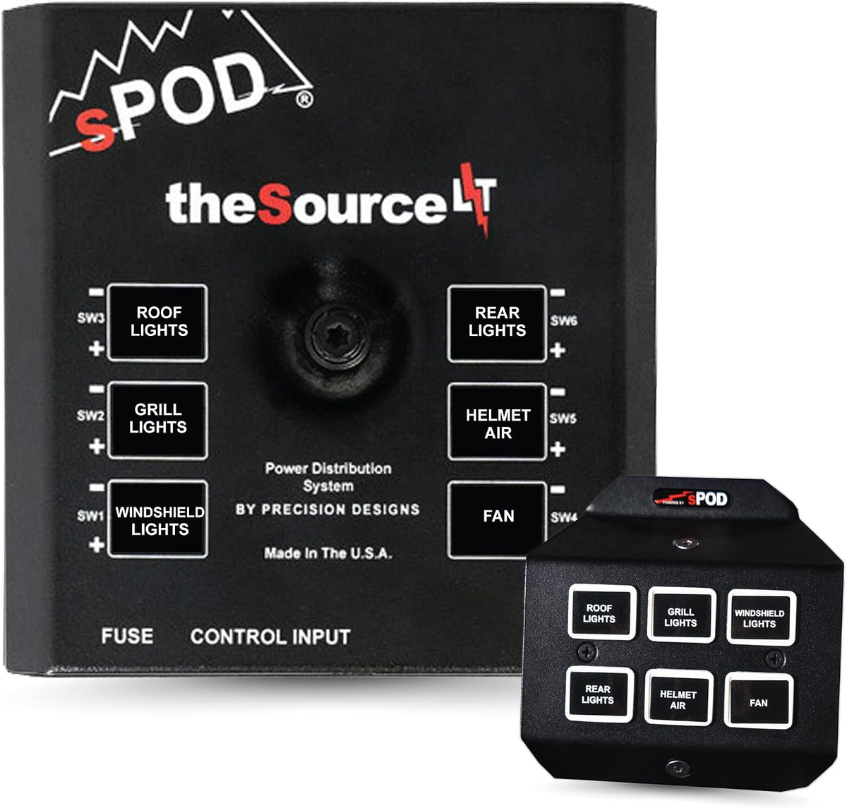sPOD SourceLT Mini 6 Accessory Controller with Steering Wheel Mount Kit for 2022+ Polaris RZR Pro R, 2020+ Pro XP, 2025 Pro S, & 2020-24' Turbo R UTV - USA 5-Year Warranty