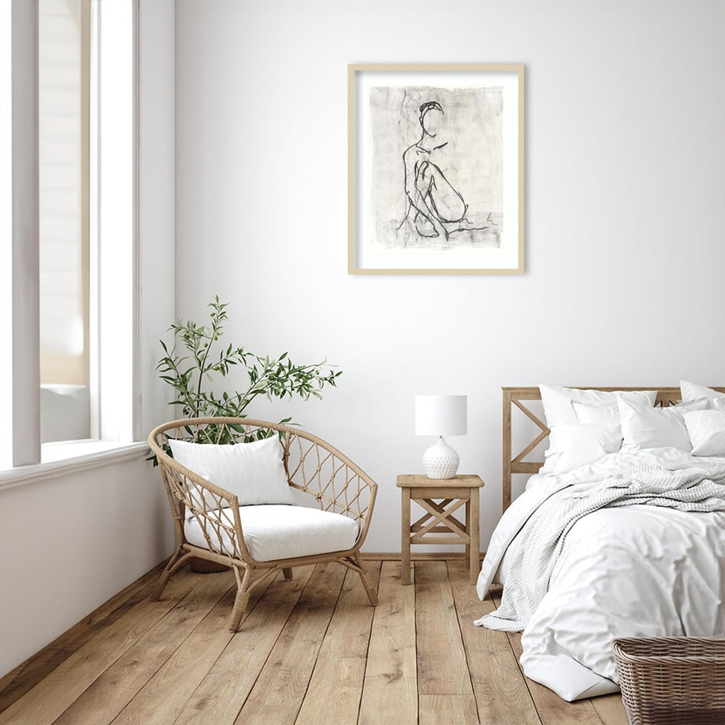Amanti Art Framed Wall Art Print 33x28 Embellished Nude Contour Sketch II by Ethan Harper, Abstract Wall Art, Modern Contemporary Decor, Large Poster Painting Artwork for Living Room, Bedroom,