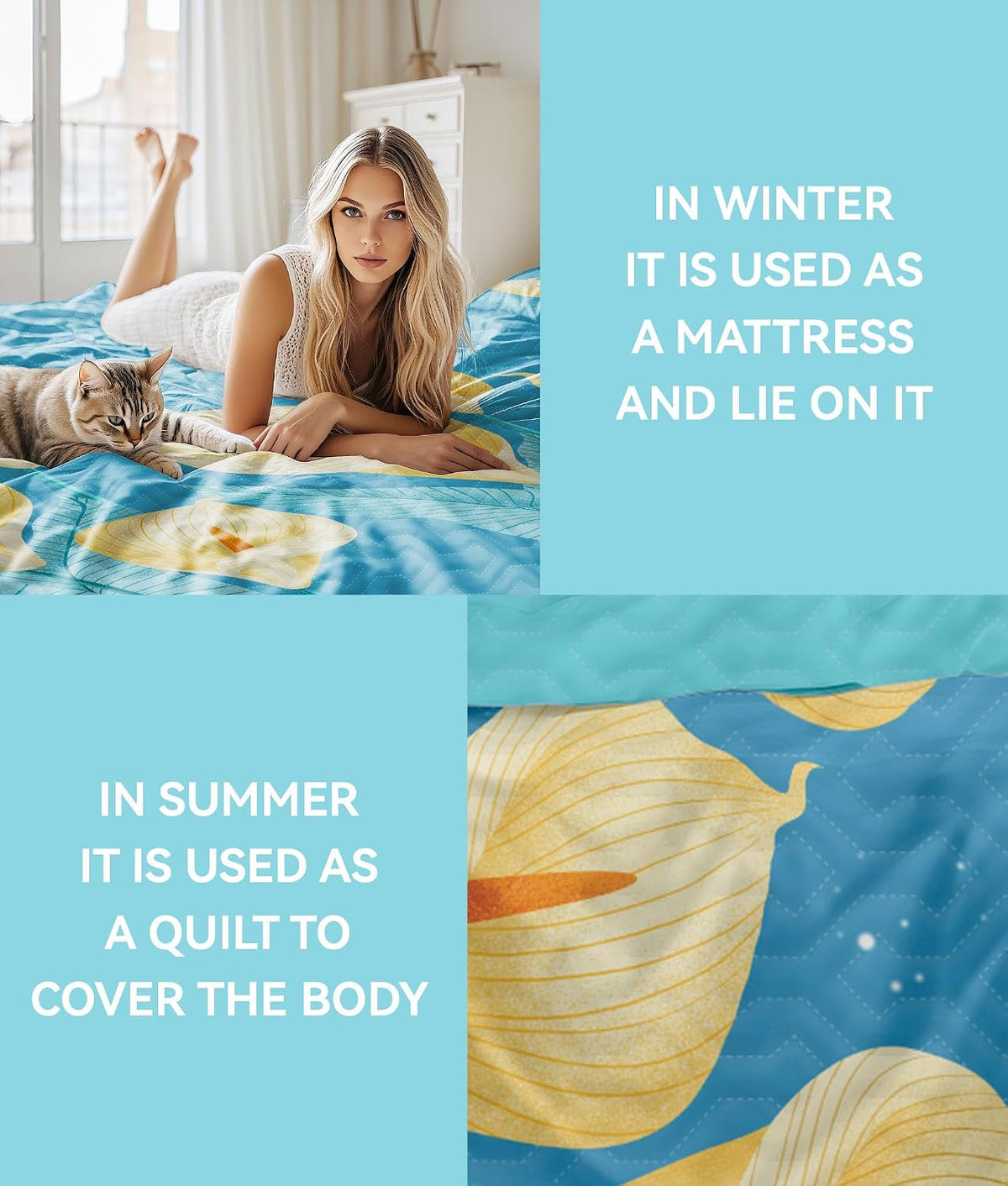 9 pcs Cal King Bed in a Bag with Curtains | Bedspread, Pillowcases, Print & Solid Curtains | Microfiber Tropical Floral | Moisture-Wicking, Durable | Bedspread and Curtain Sets