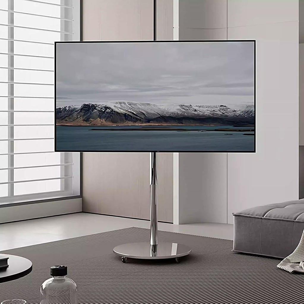 Floor-Standing TV Stand, Mobile On Wheels, Universal Stainless Steel, Portable Floor Holds, for 40-70 Inch LED Flat Screen, Up to 45kg