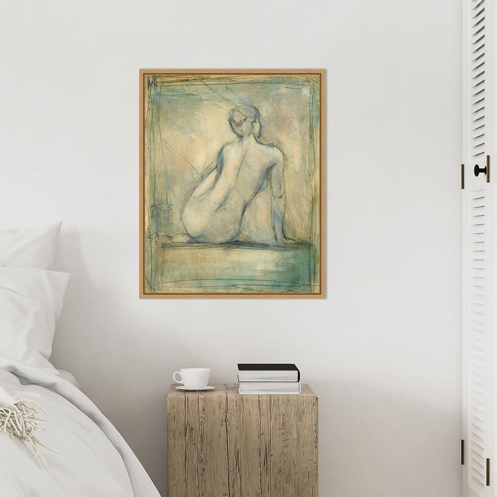 Amanti Art Framed Canvas Wall Art 28x23 Contemporary Figure Study I by Ethan Harper, Framed Wall Art Canvas, Abstract Artwork, Modern Decor, Medium Poster Painting for Living Room, Bedroom, Bathroom,