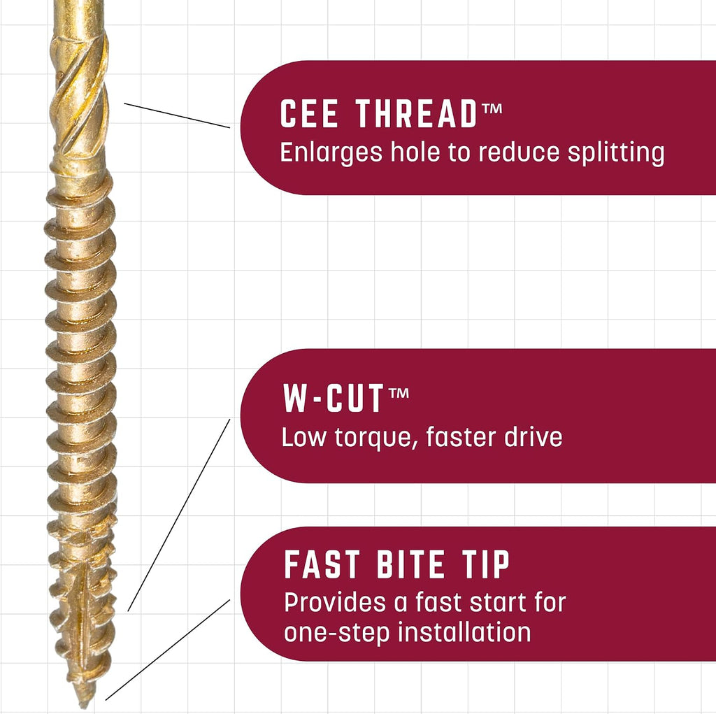 GRK Fasteners R4™ #10 x 2-3/4 Inch, Multi-Purpose Framing Screws, 2000 PCS, Rust Resistant Climatek™ Coating, Outdoor Fencing and Deck Screws, Fast Bite Tip, Star Drive Recess, Gold