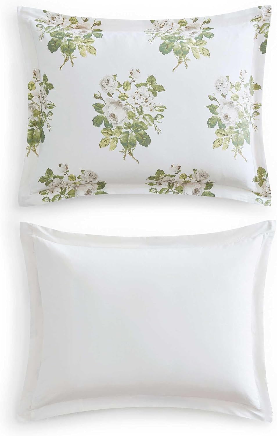 Martha Stewart - Queen Comforter Set, Smooth Sateen Front with Subtle Sheen & Lightweight Cotton Percale Reverse, 3 Piece Bed Set with Matching Pillowcases (Eloise Floral Grey)