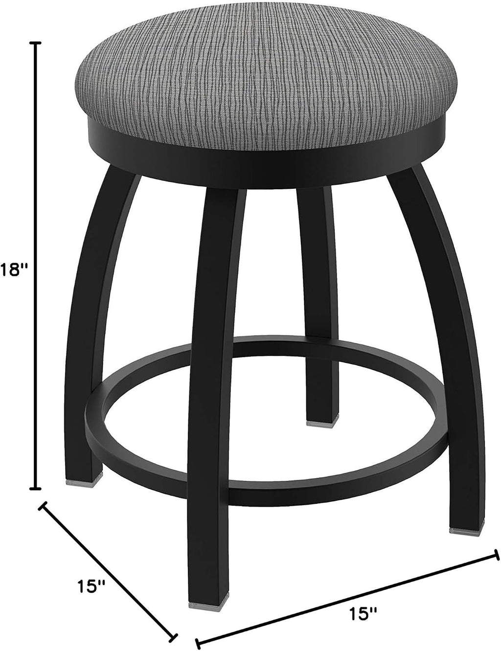 HBS 802 Misha 18' Swivel Vanity Stool with Black Wrinkle Finish and Graph Alpine Seat