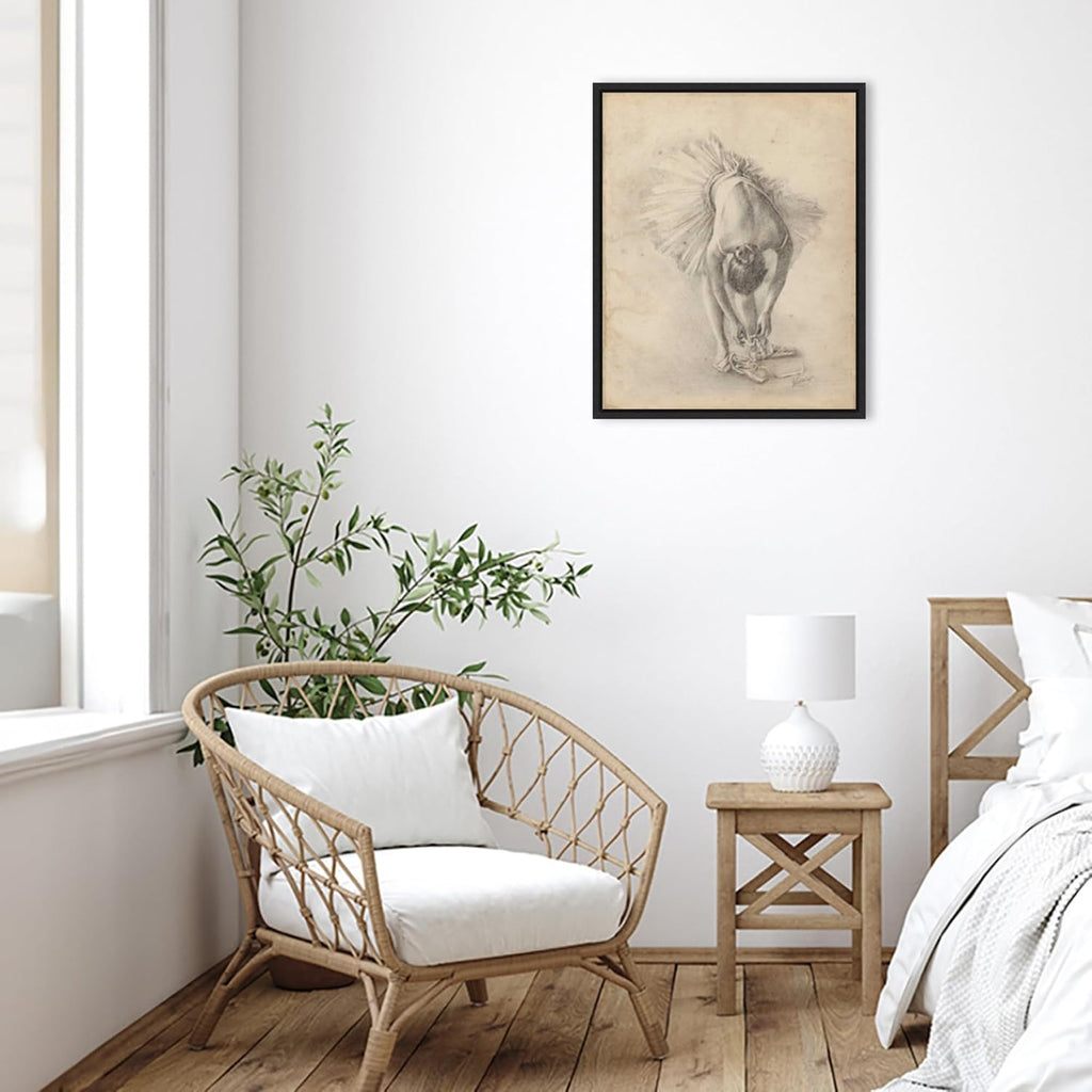 Amanti Art Framed Canvas Wall Art 28x23 Antique Ballerina Study I by Ethan Harper, Framed Wall Art Canvas, People Artwork, Modern Decor, Medium Poster Painting for Living Room, Bedroom, Bathroom,