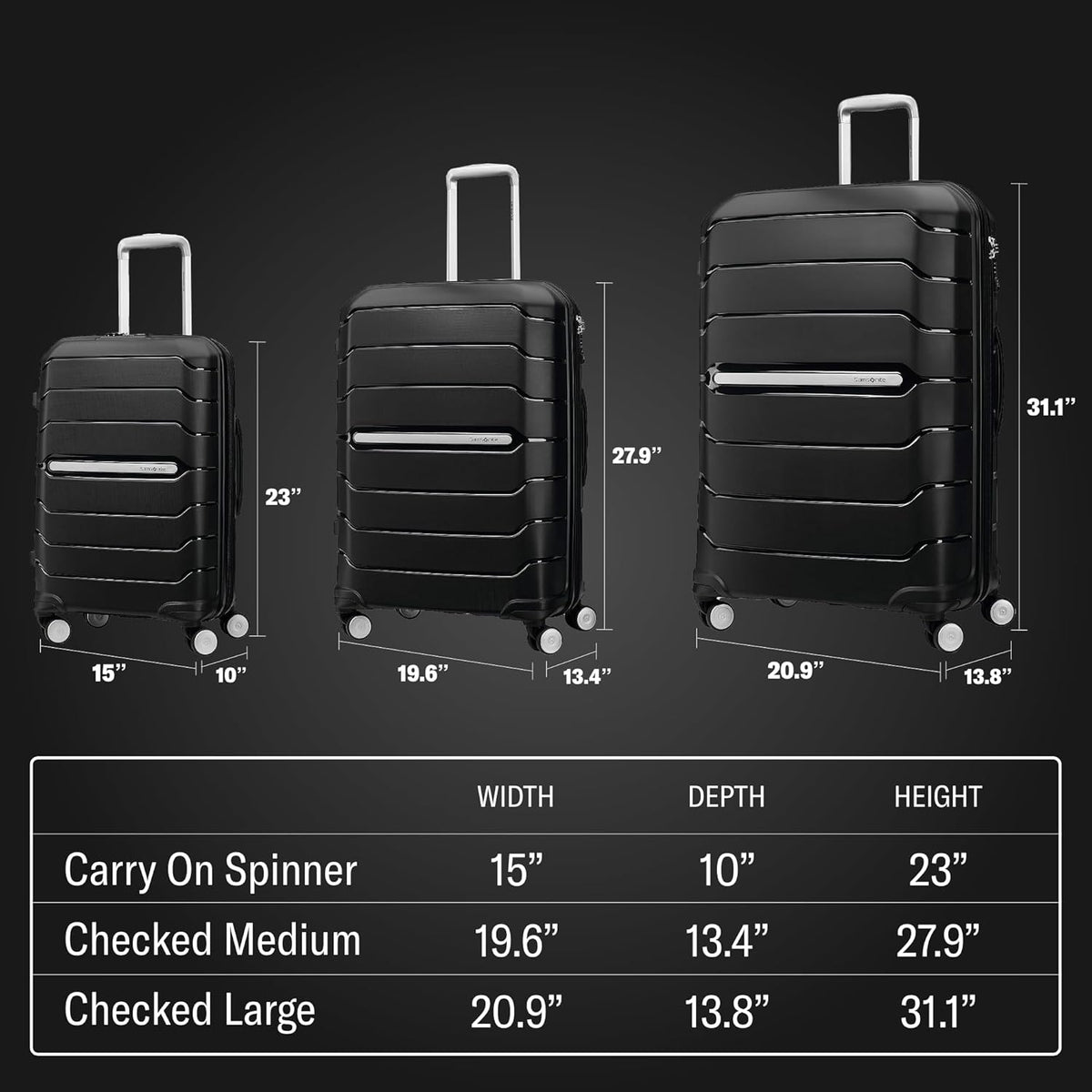 Samsonite Freeform 24-Inch Medium Luggage with Dual 360° Spinner Wheels - Checked Suitcase - TSA Lock, Airline-Approved - Durable Polypropylene Expandable Hardshell for Lightweight Travel - Black