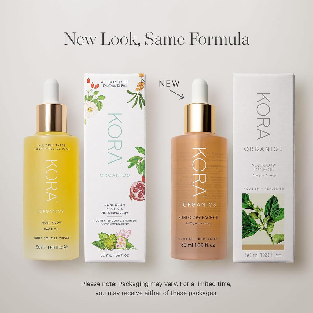 KORA Organics Noni Glow Hydrating Face Oil for All Skin Types, Lightweight Fast-Absorbing Facial Oil with Rosehip, Jojoba & Sea Buckthorn Oils for Smooth & Radiant Looking Skin, 1.69 fl oz