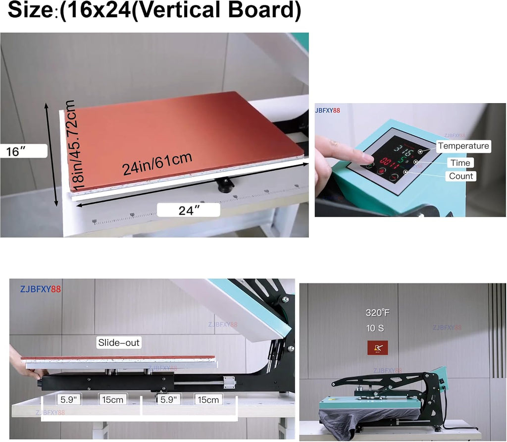 16' x 24' Slide Out Heat Press Machine for T Shirts, Clamshell Pull Out Platen, Industrial-Quality Digital Sublimation Printer for Heat Transfer Vinyl, DIY & Small Business (Pink, W16*L24)