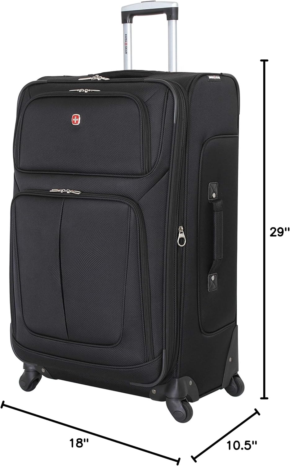 SWISSGEAR Sion Softside Expandable Spinner Luggage Durable Lightweight Travel Suitcase, Black, Checked-Large
