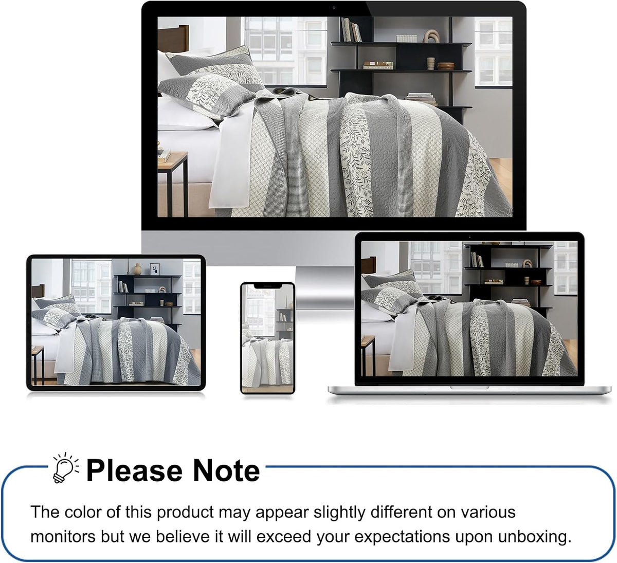 Stripe Quilts Queen Size - 100% Cotton Lightweight Quilt Bedding Set 3 Pieces, Vintage Vine Pattern Quilted Bedspread with 2 Pillow Shams, Farmhouse Printed Coverlet for All Season, Gray