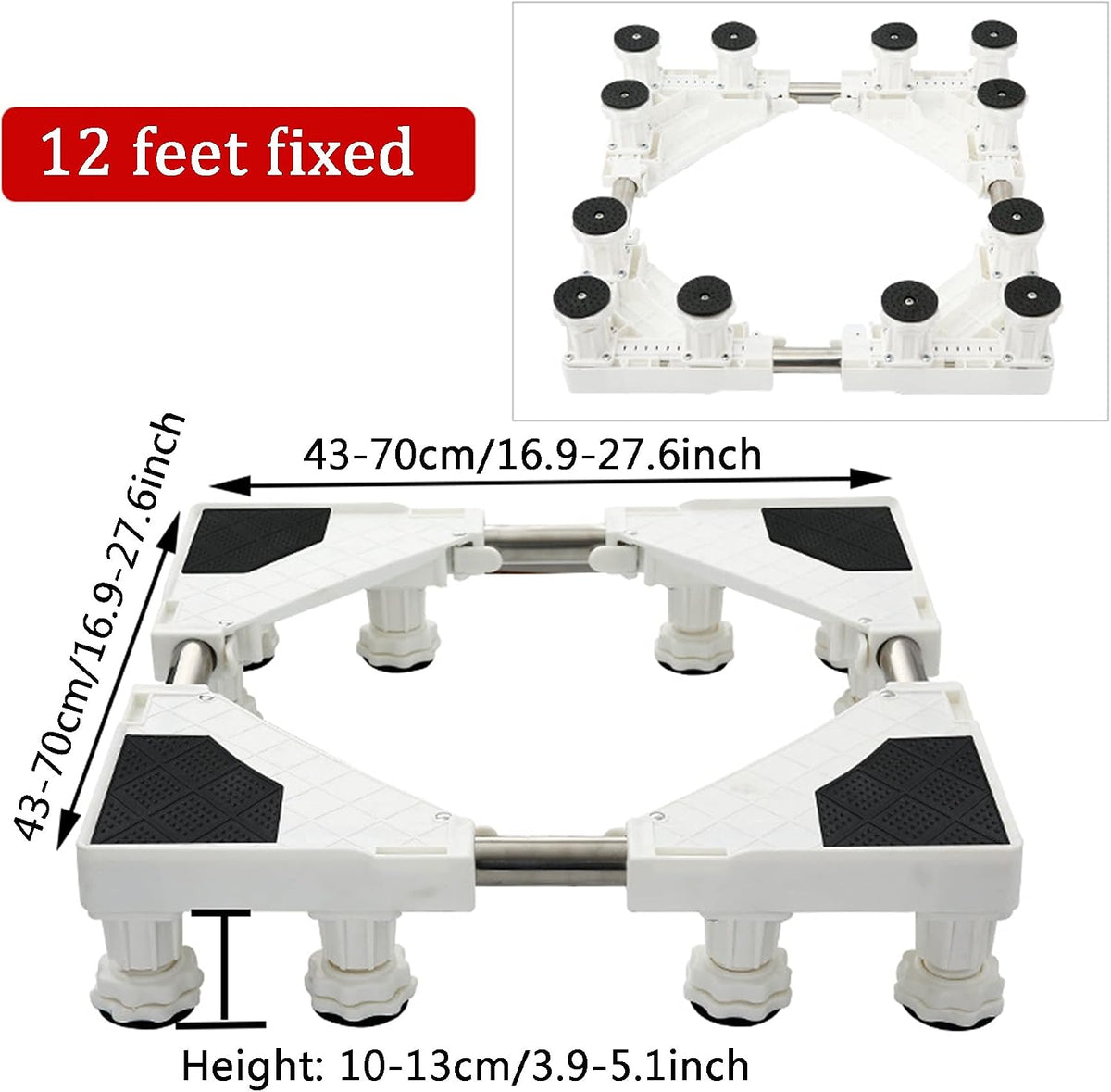 Adjustable Washing Machine Mini Fridge Stand,Furniture Dolly Base,Movable Refrigerator Universal Pedestal,Lift Mobile Brackets,Max Load 660 lbs,for Moving Equipment,Tools,Machines ( Size : 12 Feet )