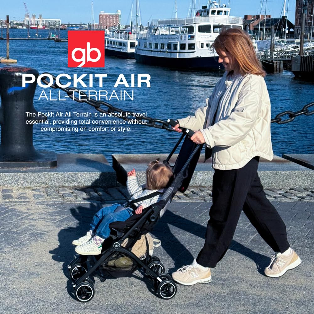 gb Pockit Air All Terrain Ultra Compact Lightweight Travel Stroller with Breathable Fabric in Night Blue, 28x17.5x39.8 Inch (Pack of 1)