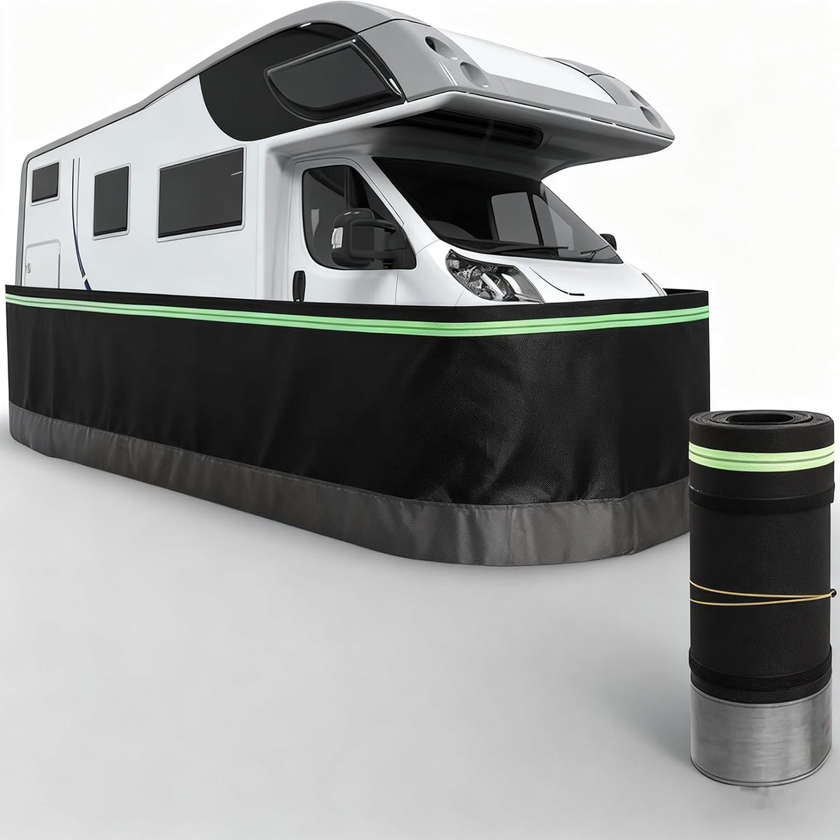 RV Winter Skirting No Drilling Required, 32' High, High-Density Fiberboard Fifth, with Iron Mesh Base, Durable Weather Protection(28m/92ft)