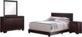 Coaster Home Furnishings Dorian Transitional 4-Piece Bedroom Set Leatherette Upholstered Queen Size Panel Bed Frame 46-inch Headboard Dark Cocoa 300762Q-S4