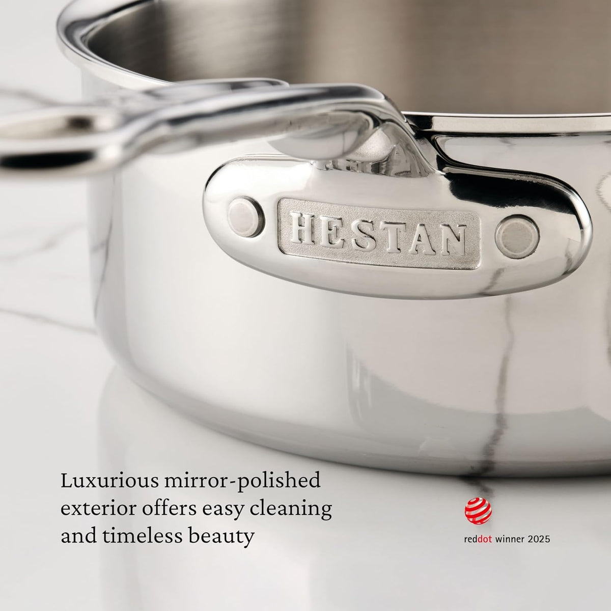 Hestan ProBond Luxe 3-Quart Saucepan with Lid, Professional Clad Stainless Steel ProCore Tri-Ply Clad Construction, Polished Exterior, Induction & Oven Safe