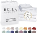 Bella Coterie Luxury Bamboo Viscose Split King Size Sheet Set | 2 Fitted Sheets for Sleep Number & Adjustable Beds | 100% Organically Grown | Cooling & Ultra Soft | 18' Deep Pocket [White]