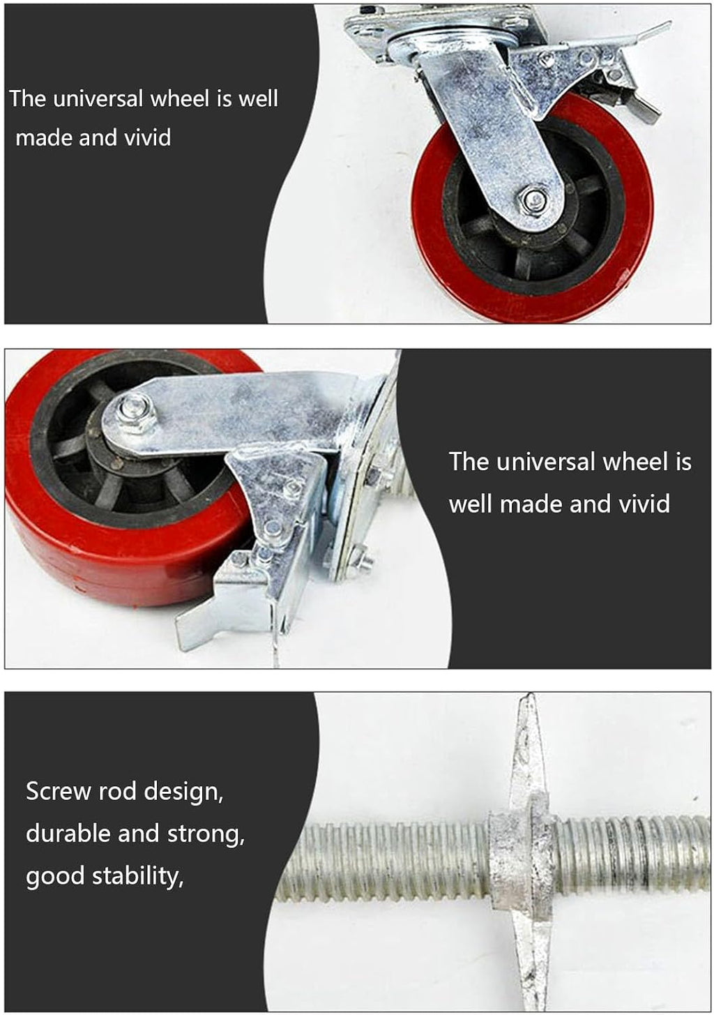 6Inch Scaffolding Wheels Adjustable Base Mobile Frame Universal Casters with Brake for Easy Mobility and StabilityPerfect for DIY Projects and Construction Use