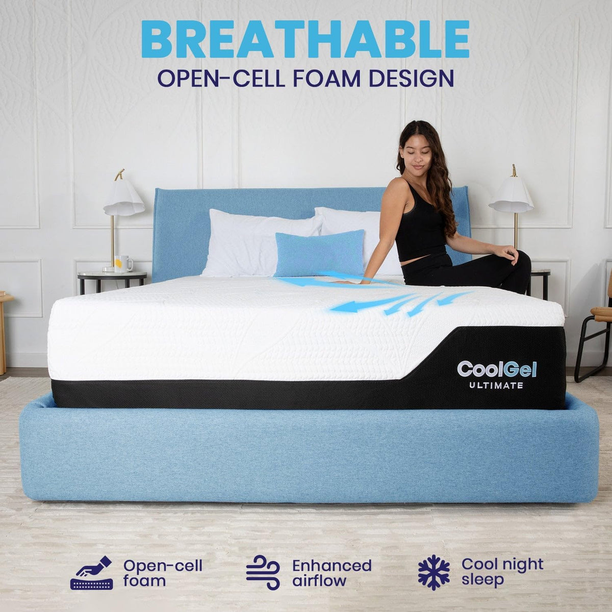 COOL GEL Chill Memory Foam 14-Inch Mattress with Pillow, CertiPUR-US Certified, Mattress in a Box, Full, White