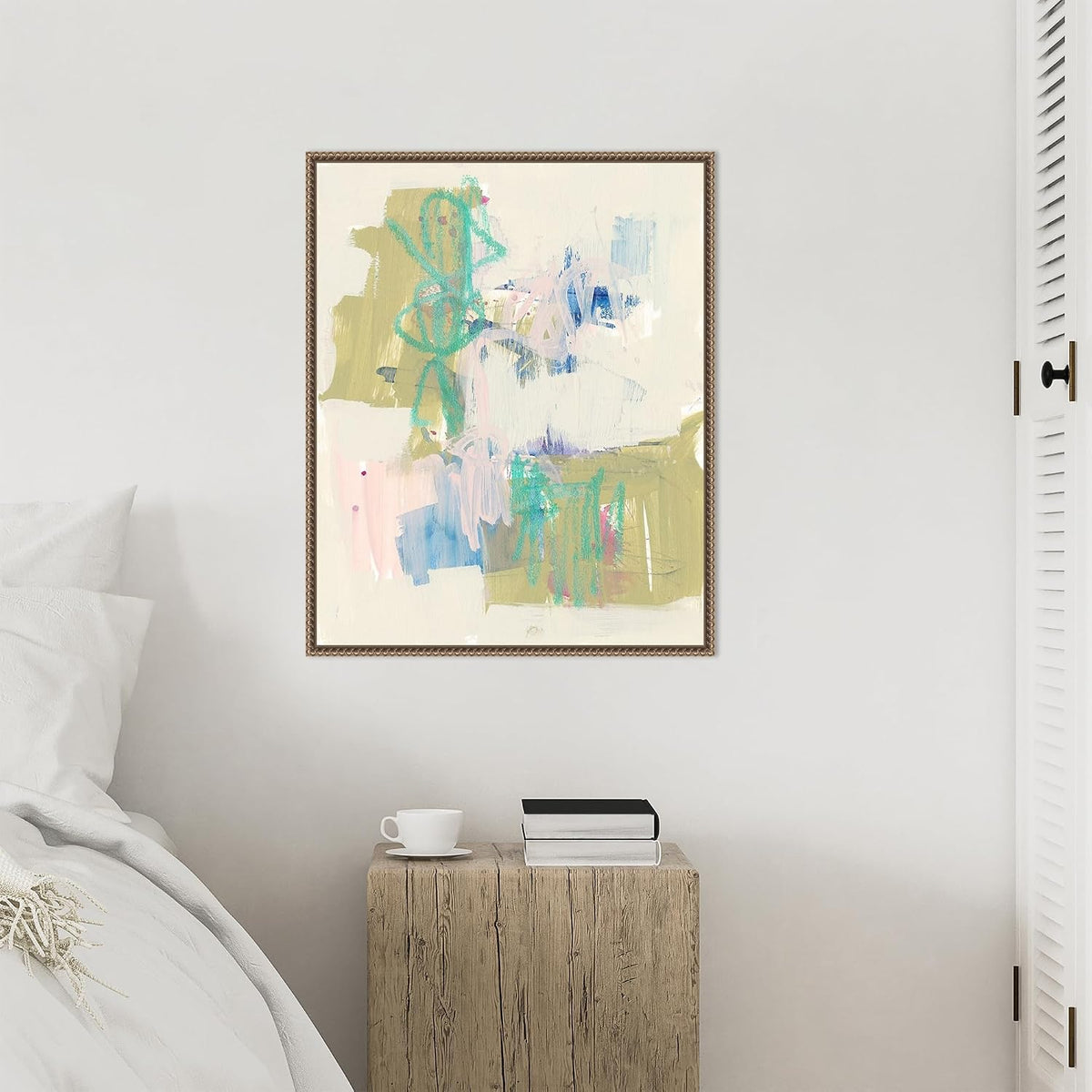 Amanti Art Framed Canvas Wall Art 28x23 Balancing Pastels II by Jennifer Goldberger, Framed Wall Art Canvas, Abstract Artwork, Traditional Decor, Medium Poster Painting for Living Room, Bedroom,